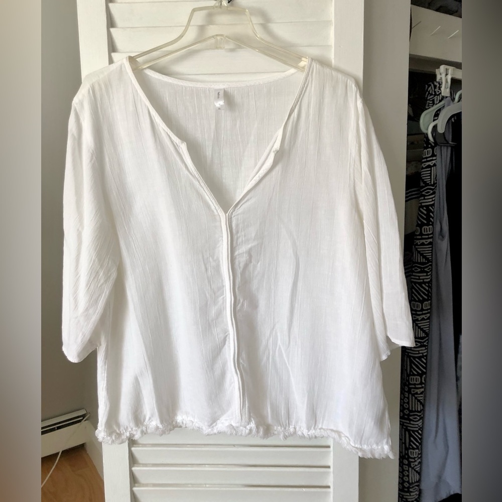 GapBody V-Neck Linen Blend Loose Fit Top size XL